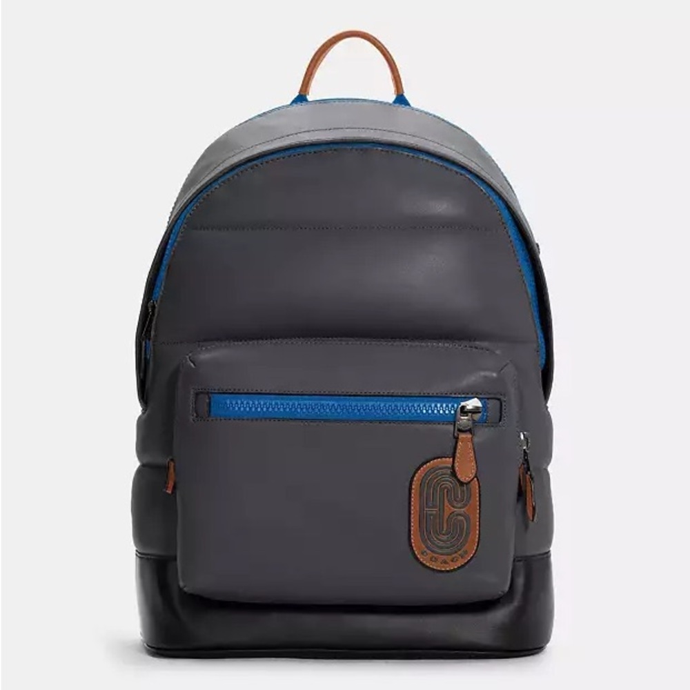 Navy with Royal Leather Backpack